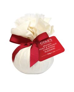 Cole's Puddings - Large Brandy, Port and Walnut Muslin Wrapped Christmas Pudding - 6 x 908g