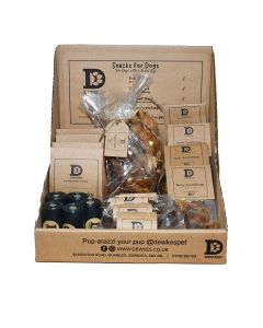 Dewkes Snacks for Dogs - 25 Piece Individually Wrapped Mixed Tray for Dogs (5x Beefy Sticks, 5x Chicken Jerky, 5x Porky Scratchings, 5x Fishy Bites & 5x Poo Bags) - 1 x 1310g
