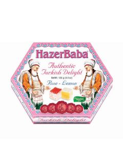 Hazer Baba - Rose & Lemon Turkish Delight (Hexagon Box) - 12 x 125g