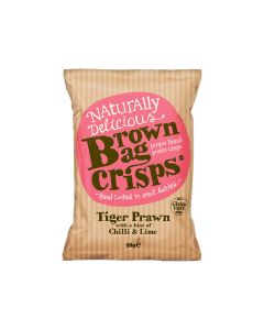 Brown Bag Crisps - Tiger Prawn with Chilli & Lime Crisps - 20 x 40g