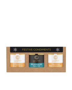 Cotswold Gold - Festive Condiments Trio Gift Set (1 x Brandy Butter, 1 x Bearnaise Sauce, 1 x Truffle Mayonnaise) - 6 x 450g