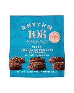 Rhythm 108  - Swiss Vegan Double Chocolate Hazelnut Biscuit Share Bag - 8 x 135g