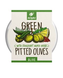Delphi Foods  - Green Pitted Olives with Herbs  - 6 x 160g (Min 30 DSL)