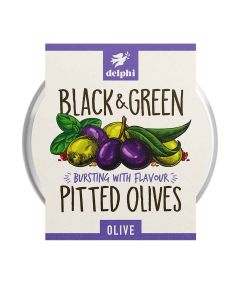 Delphi Foods  - Black & Green Pitted Olives  - 6 x 160g (Min 30 DSL)